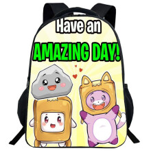 (4)Mochila Lankybox desenho animado bolsa escolar bolsa de livros viagem universitária bolsas para estudantes ao ar livre