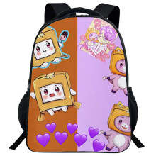 (15)Mochila Lankybox desenho animado bolsa escolar bolsa de livros viagem universitária bolsas para estudantes ao ar livre