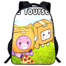 (11)Mochila Lankybox desenho animado bolsa escolar bolsa de livros viagem universitária bolsas para estudantes ao ar livre
