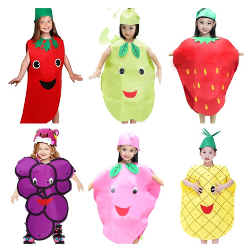 (Pear)Kids Fruit Vegetable Halloween Cosplay Costume Suit Stage Performance Costume 2
