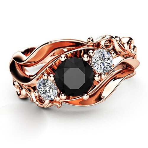 (rose gold,7)Luxury Ring Wedding Promise Ring Ring Wave 2
