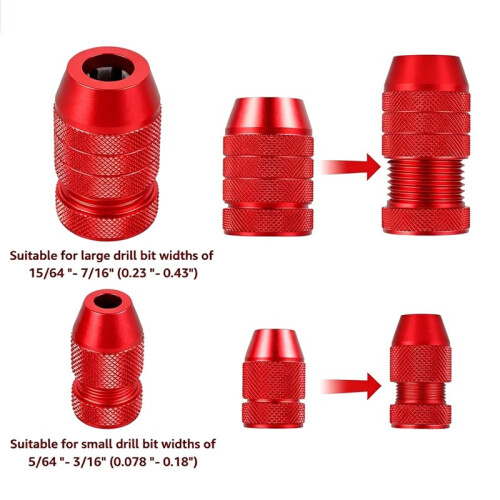 Drill Depth Stop for Drill Bits Adjustable Drill Stop Applicable Drill Size Range 5/64"-3/16",15/64"-7/16" Tools 2pc