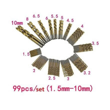 99pcs Titanium Coated Hss High Speed Steel Twist Drill Bit Set 15mm10mm Tool