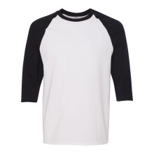 (XL, White/ Black) Gildan Heavy Cotton Raglan Three-Quarter Sleeve T-Shirt