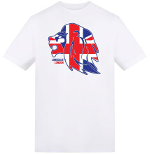 (L, White) Lonsdale Mens Lion Face Relaxed Fit T-Shirt