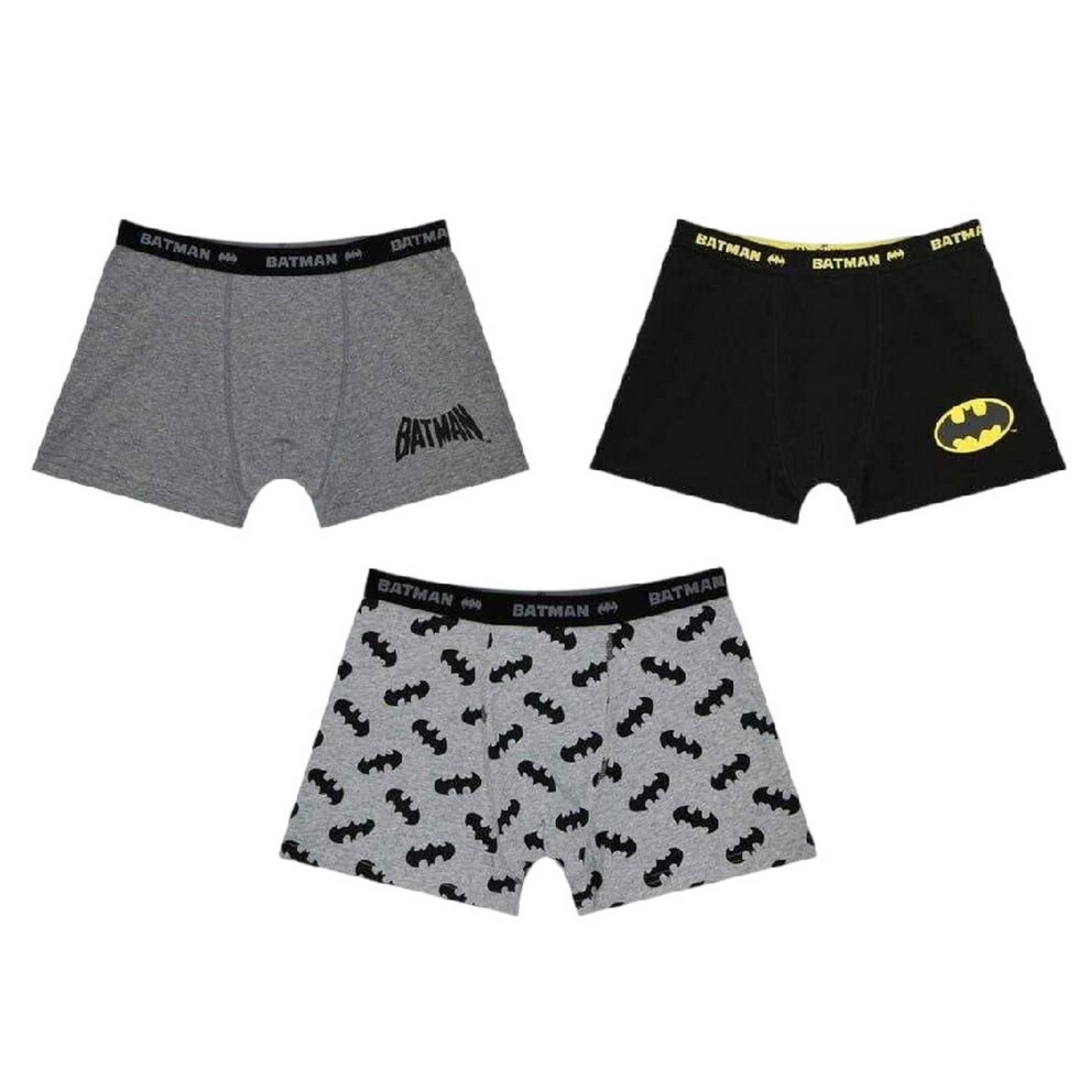 Batman (9-10 Years, Grey/Black) Boys Cotton Boxer Shorts (Pack Of 3)