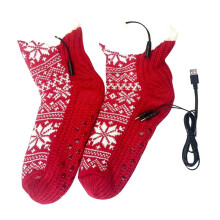 USB Heated Soft Knitted Socks Non Slip Fluffys Slipper Socks Plush Floor Socks Carpet Socks for Home Indoor Christmas