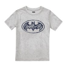 (7-8 Years, Heather Grey) Batman Boys Scratch Logo T-Shirt