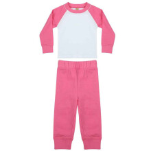 (18-24 Months, Candyfloss Pink/White) Larkwood Childrens/Kids Long Pyjama Set