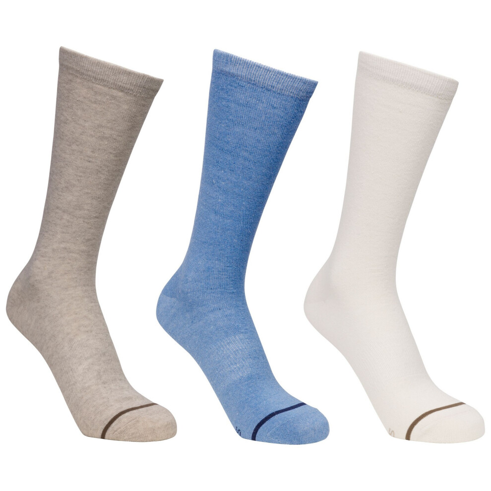 Trespass (7 Uk-11 Uk, Oatmilk/Cream/Storm Blue) Unisex Adult Heathan Socks (Pack Of 3)