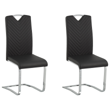 Set of 2 Dining Chairs PICKNES Faux Leather Black