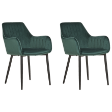 Set of 2 Dining Chairs WELLSTON Velvet Dark Green