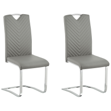 Set of 2 Dining Chairs PICKNES Faux Leather Light Grey
