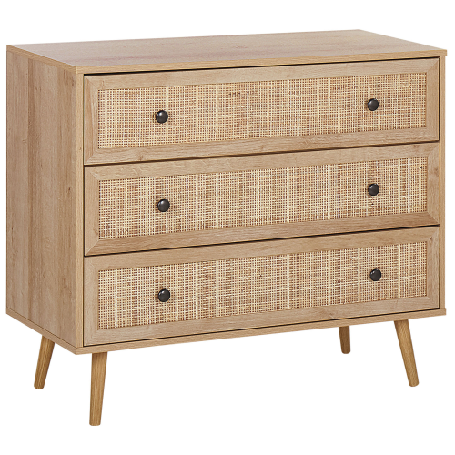 Beliani 3 Drawer Chest PONCA Light Brown