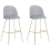 Beliani Set of 2 Bar Chairs ARCOLA Velvet Light Grey 1