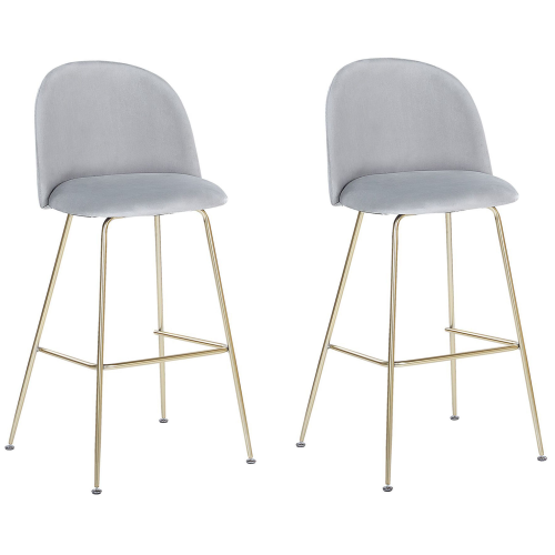 Beliani Set of 2 Bar Chairs ARCOLA Velvet Light Grey