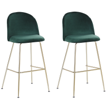 Set of 2 Bar Chairs ARCOLA Velvet Emerald Green