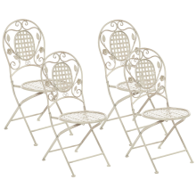 Set of 4 Garden Chairs BIVIO Folding Metal Off-White