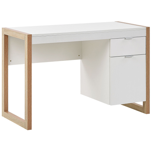 Beliani Home Office Desk JOHNSON 112 cm 50 cm with Storage Brown/ White