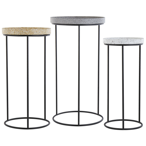 Beliani Set of 3 Side Tables TEXON Black