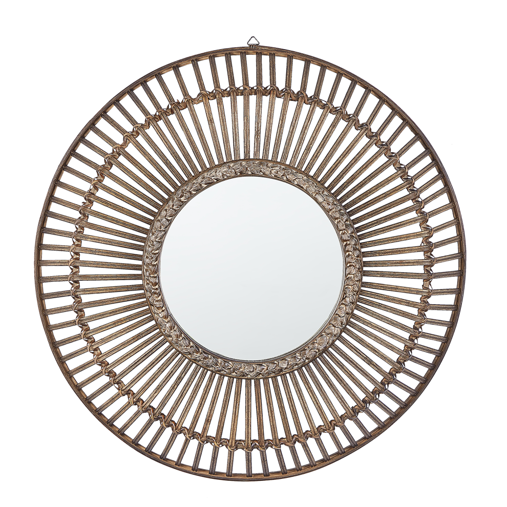 Beliani Wall Mirror Blasito 66 Cm 66 Cm Bamboo Brown