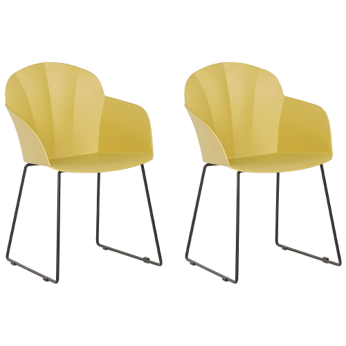 Beliani Set of 2 Dining Chairs SYLVA Yellow