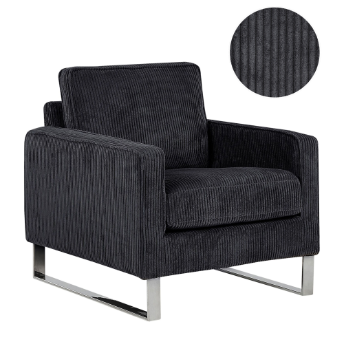 Beliani Armchair VIND Corduroy Black