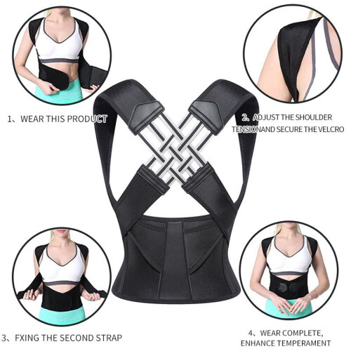 (Pink,L)Anti Camel Sitting Posture Correction Belt Back Posture Corrector Adjustable 2