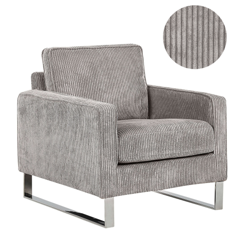 Beliani Armchair VIND Corduroy Light Grey