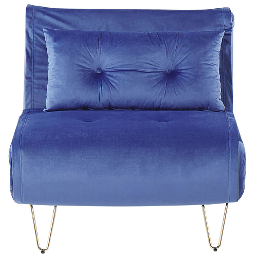 Beliani Single Sofa Bed VESTFOLD Velvet Navy Blue