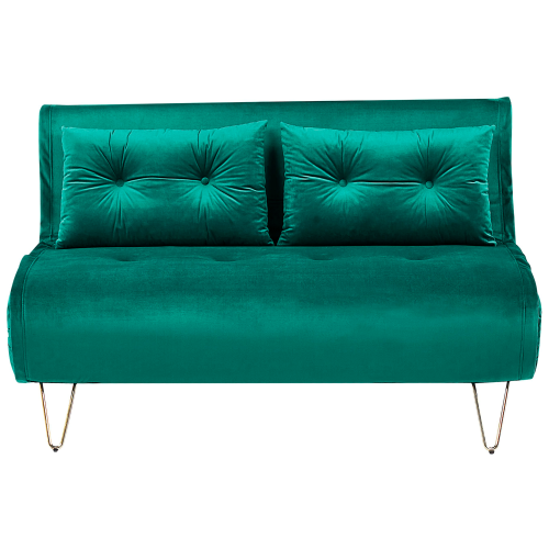 Beliani Sofa Bed 2 Seater VESTFOLD Velvet Dark Green
