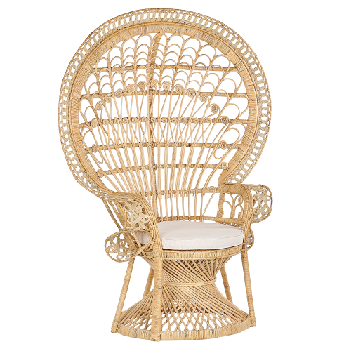 Beliani Peacock Chair EMMANUELLE Rattan Natural
