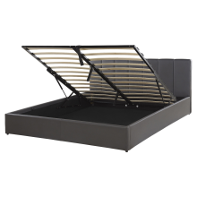 Ottoman Bed DREUX Faux Leather Dark Grey 160 x 200 cm (EU King Size)