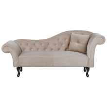 Right-Hand Chaise Longue LATTES Velvet Beige