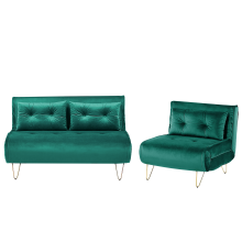 Living Room Set 3 Seater VESTFOLD Velvet Dark Green