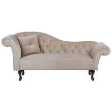 Left-Hand Chaise Longue LATTES Velvet Beige