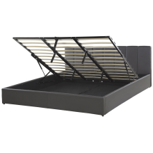 Ottoman Bed DREUX Faux Leather Dark Grey 180 x 200 cm (EU Super King)