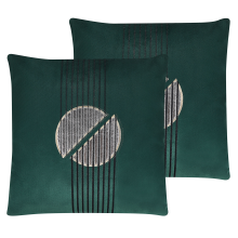 Set of 2 Decorative Cushions CEROPEGIA 45 x 45 cm Velvet Emerald Green Geometric Pattern