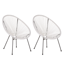 Set of 2 Garden Chairs ACAPULCO II PE Rattan White