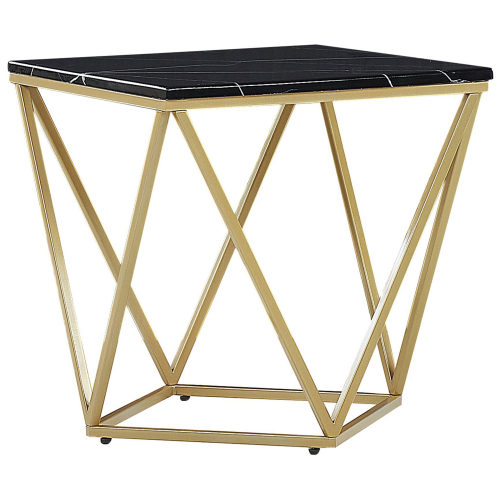 Beliani Side Table MALIBU Black/ Gold