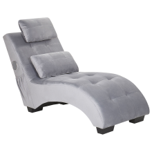 Chaise Longue SIMORRE with Built-In Bluetooth Speaker Velvet Grey