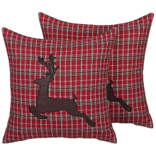 Set of 2 Decorative Cushions COMET 45 x 45 cm Dark Red Christmas Motif