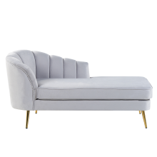 Left-Hand Chaise Longue ALLIER Velvet Light Grey