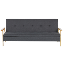 Sofa Bed 3 Seater TJORN Fabric Dark Grey