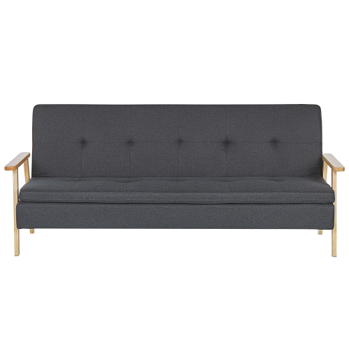 Beliani Sofa Bed 3 Seater TJORN Fabric Dark Grey