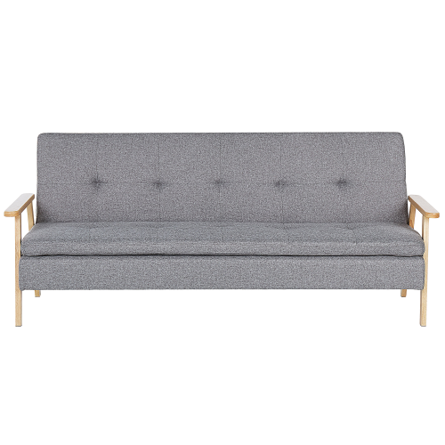 Beliani Sofa Bed 3 Seater TJORN Fabric Light Grey