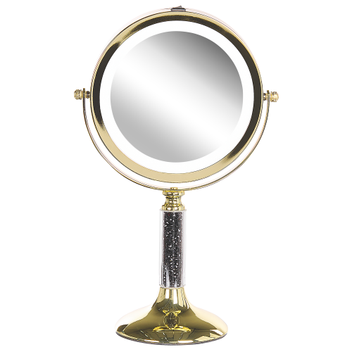 Beliani Makeup Mirror LED BAIXAS Gold