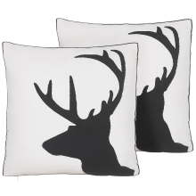 Set of 2 Decorative Cushions SHADRACK 45 x 45 cm Cotton White Christmas Motif