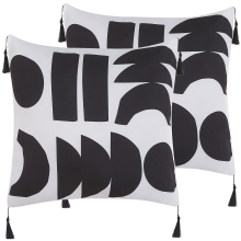 Set of 2 Decorative Cushions LIRIOPE 45 x 45 cm Black/ White Geometric Pattern