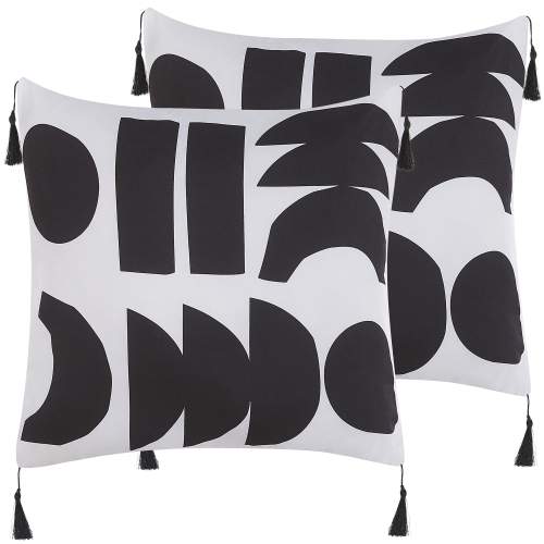 Beliani Set of 2 Decorative Cushions LIRIOPE 45 x 45 cm Black/White Geometric Pattern